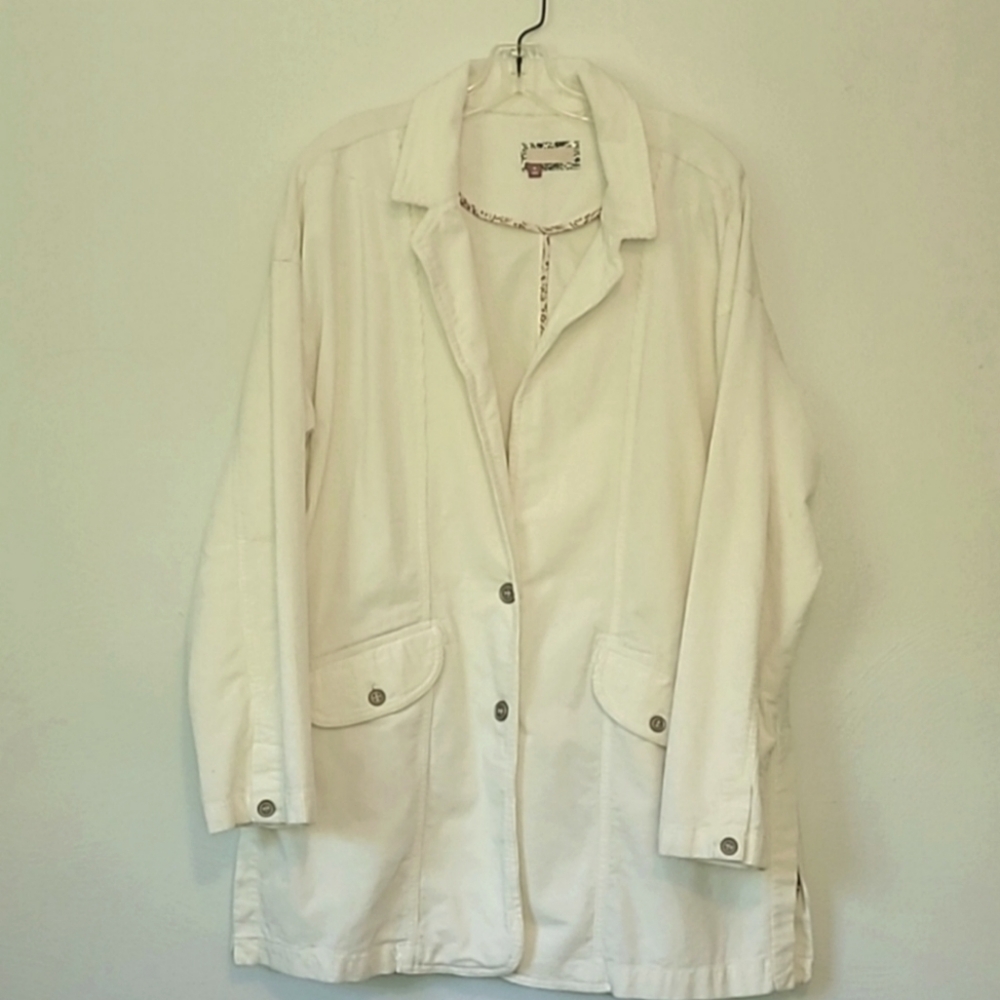Anthropologie Pilcro Oversized Warm White Corduroy Blazer with Big Front Pockets